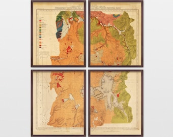 Yellowstone National Park Map - Antique Map - Archival Reproduction - Yellowstone Art - Yellowstone Wall Art - National Park - Vintage Map