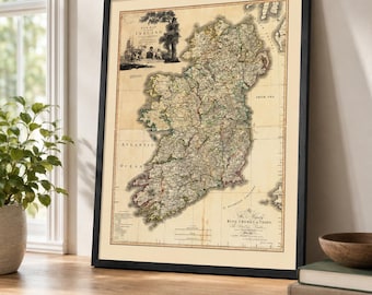 Ireland Map Art Print: Vintage Style Travel Decor
