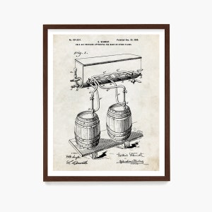 Beer Tap Patent Art, Bar Decor, Home Brewing Gift, Kitchen Wall Art, Man Cave Poster