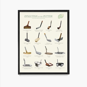 Golf Poster, Evolution of the Golf Putter, Golf Art, Golf Gift, Golf Wall Art, Vintage Golf, Golf Ball Patent, Golf Patent, Golfer Gift