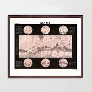Mars Karte, Sonnensystem, NASA Space Art Poster