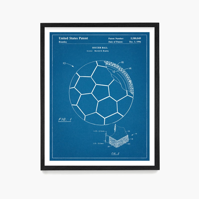 Soccer Ball Patent Print, Soccer Wall Art, World Cup Poster, Kids Room Decor, Soccer Coach Gift, Sports Theme Blueprint