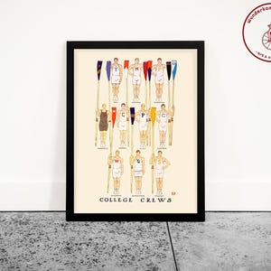 College Crew Poster, Rowing Poster, Rowing Wall Art, Ivy League Gift, Crew Gift, Crew Wal Art, Rowing Team Gift