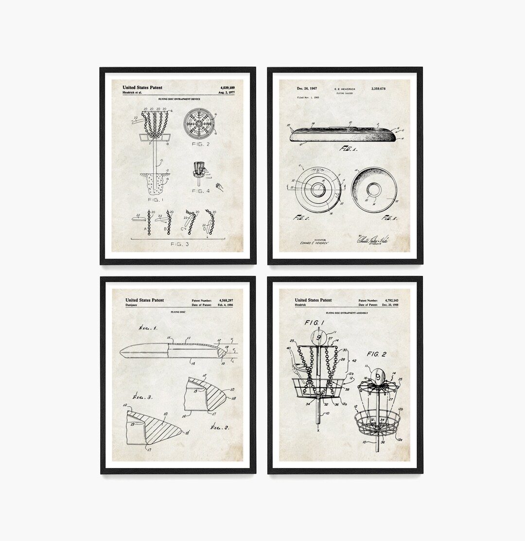 Disc Golf Patent Wall Art Prints, Frisbee Golf Poster, Disc Golf Gift