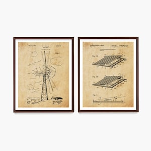 Renewable Energy Patent Collection, Solar Power Poster, Wind Turbine Patent Art, Green Energy Art, Modern Home Decor, Sustainable Home Antique