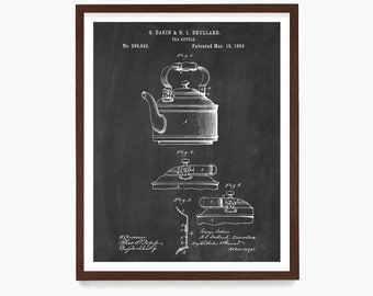 Tea Kettle Patent Art Print: Kitchen Decor Poster