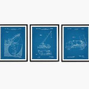 Construction Wall Art, Construction Patent Poster, Contractor Office Decor, Builder Gift, Crane patent, Dump Truck Poster Blueprint