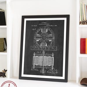 May include: Black and white illustration of Nikola Tesla's patent for an electro-magnetic motor. The patent number is 382,279 and the date is May 1, 1888. The illustration shows a detailed diagram of the motor.