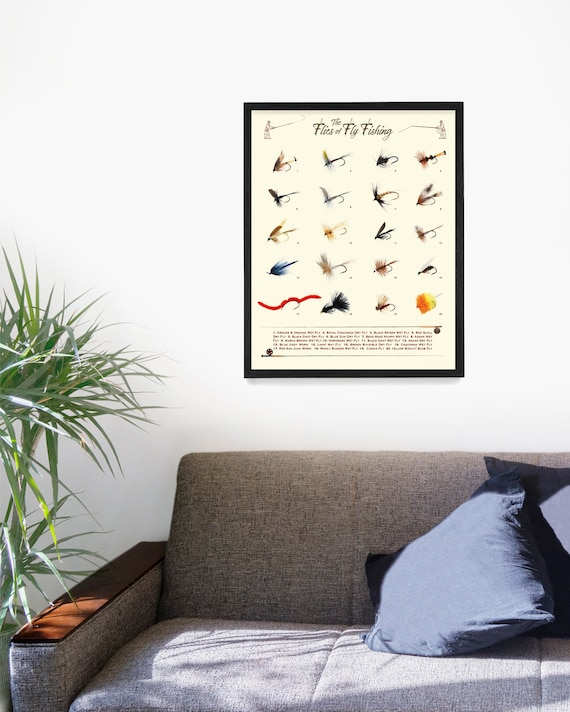 The Flies of Fly Fishing Poster, Fly Fishing Wall Art, Fisherman Gift, Fishing  Decor, Fly Fishing Chart, Cabin Art, Country Home 