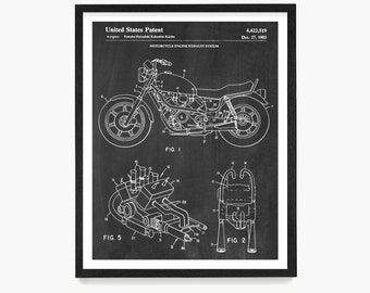 Motorcycle Patent Art, Motorcycle Wall Art, Motorcycle Gift, Motorcycle Poster, Biker Gift, motorcycle club