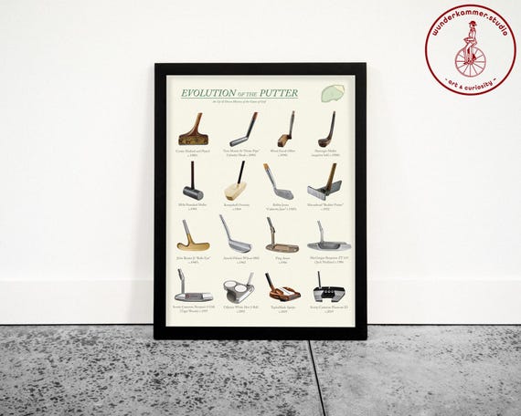 Golf Poster, Evolution of the Golf Putter, Golf Gift, Golf