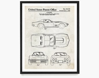 Sports Car Patent Print, Muscle Car Poster, Sports Car Gift, Boys Room Idea