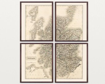Vintage Scotland Map Art Print: Scottish Home Decor