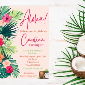 Aloha Luau Birthday Digital Invitation | Birthday | Luau invitation | Party invitation | Birthday Invitation | Tropical |