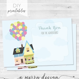 Biglietto di ringraziamento ispirato a Disney Up - Grazie per l'avventura - Download immediato
