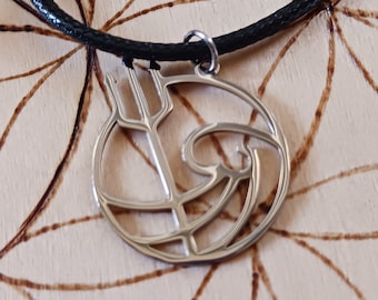 Poseidon Symbol Necklace on Cotton Cord