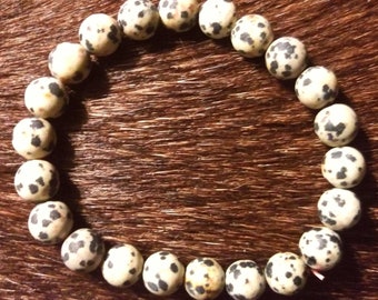 Dalmatian Jasper stretch Bracelet with 8mm Beads - wrist sizing options available