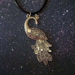 Goddess Hera Devotional Peacock Necklace on Vegan Cord image 5