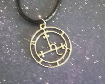 Sigil of Lilith Silver Necklace on Vegan Cord