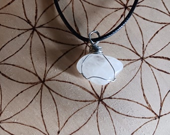 Small Quartz Crystal Necklace Hand Made on Black Cotton Cord