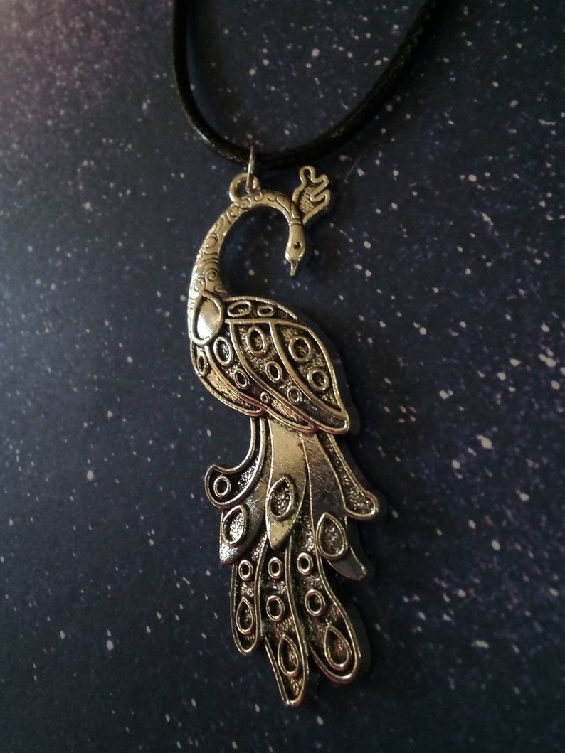 Goddess Hera Devotional Peacock Necklace on Vegan Cord image 8