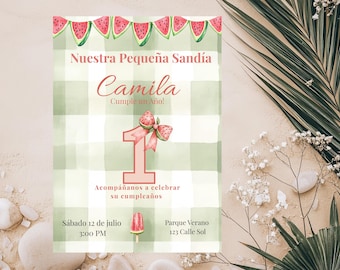 Watermelon First Birthday Invitation, Editable Canva Template, Summer Fiesta Party (Digital Download)