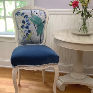 Sapphire Blue and Teal Custom Upholstered Chairs