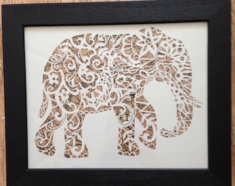 elephant papercut template cut your own safari art etsy