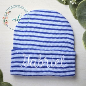Personalized Newborn Hospital Hat: Embroidered Baby Boy Gift
