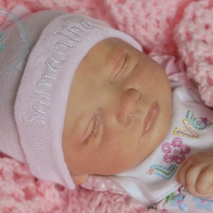 Personalized Newborn Girl Hospital Hat, Embroidered Baby Shower Gift