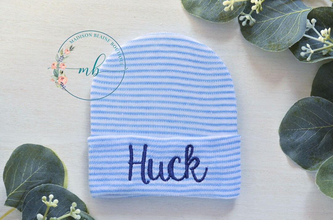 Personalized Newborn Hospital Hat: Embroidered Baby Boy Gift - Etsy