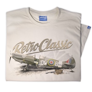 RetroClassic WWII Supermarine Spitfire Fighter Plane Mens T-Shirt