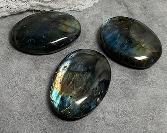 Small Peacock Labradorite Palm Stone - The Stone for Protection and Intuition