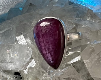 Natural Ruby Size 8.5 Sterling Silver Ring -A Stone for Peace and Passion