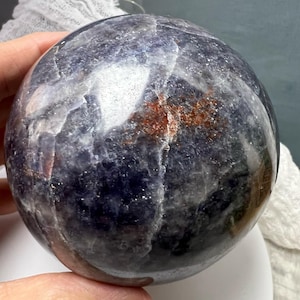 Iolite Sphere with Sunstone - Known as Water Sapphire -  The Stone to Help Unlock Creativity and Intuition