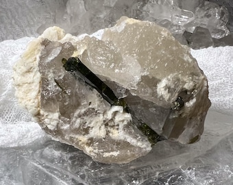 Natural Rough Citrine with Green Tourmaline in Matrix - The Stone for Personal Power and Abundance
