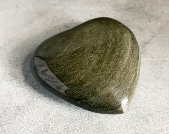 Golden Sheen Black Obsidian Heart - The Stone for Protection
