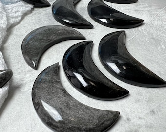 Silver Sheen Black Obsidian Moon  - The Stone for Protection