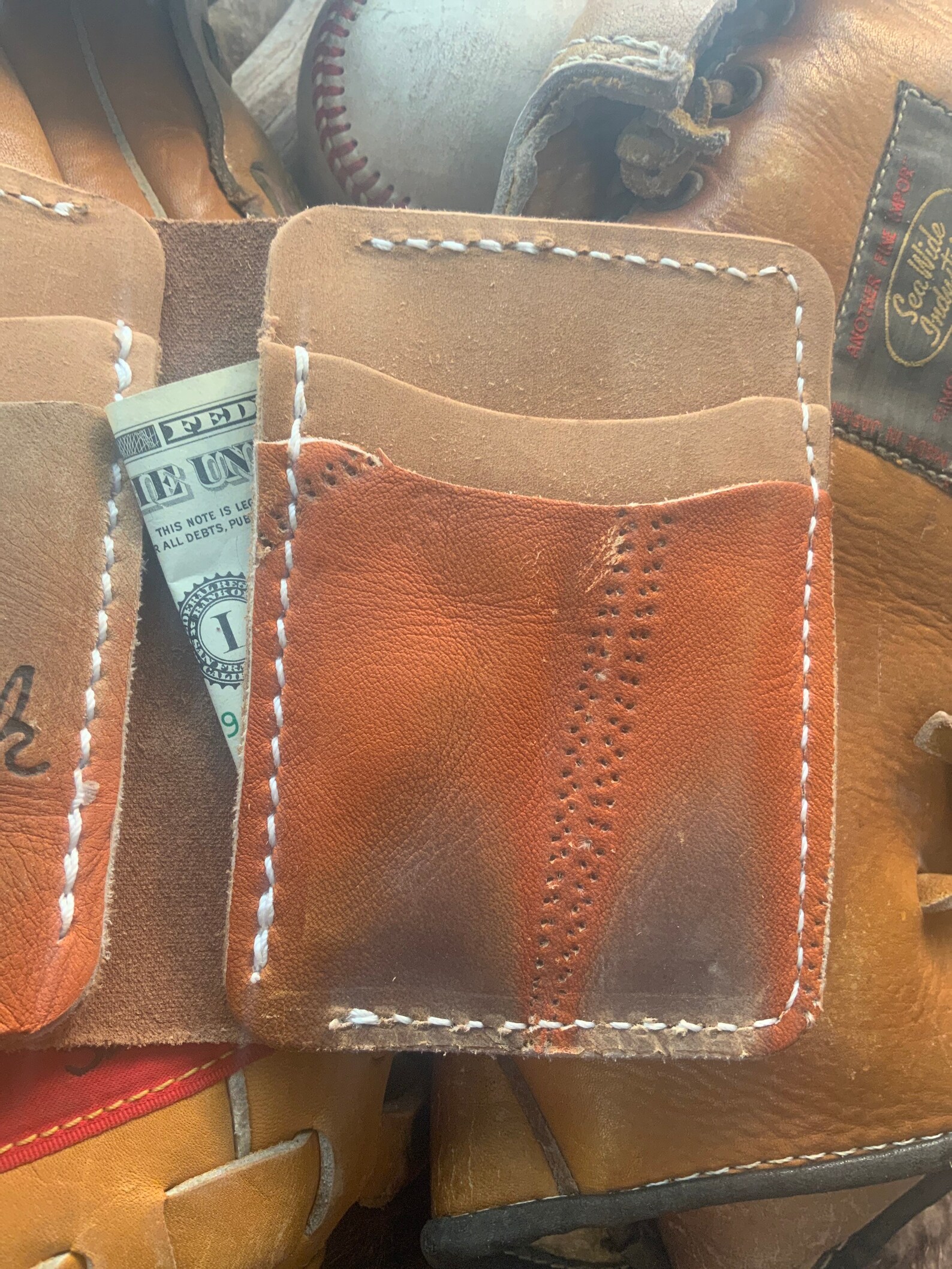 Repurposed Baseball Glove Leather Wallet Handmade From Old Etsy