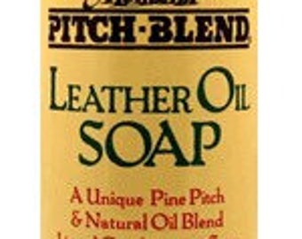 Montana Pitch Blend Leather Oil Soap, 8 ounce plastic bottle, all natural leather cleaner made in the USA.