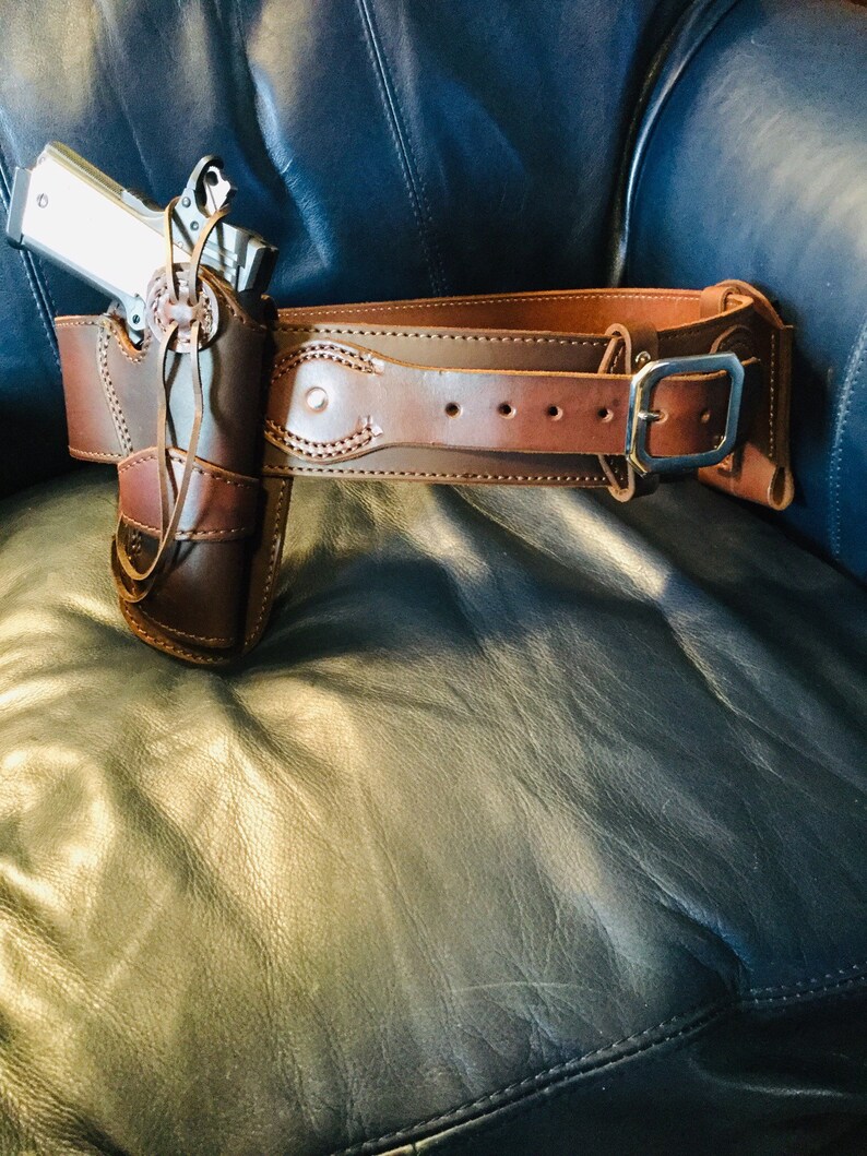 Western style leather Colt 1911 LINED gun rig with 37 Etsy