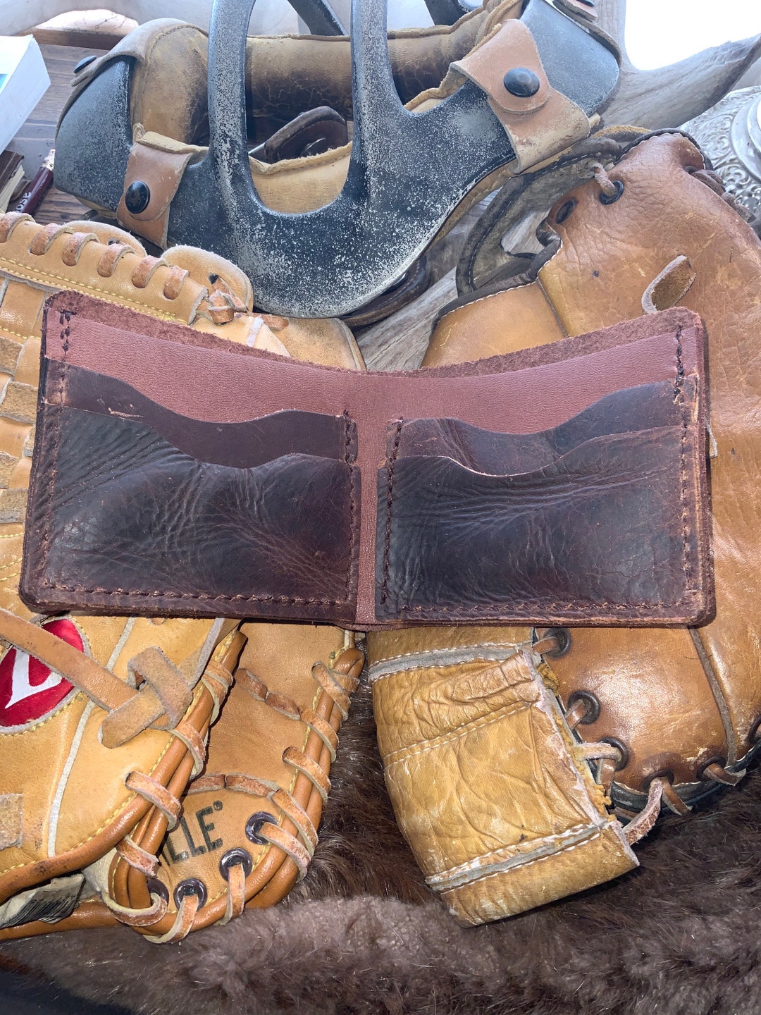 Repurposed Baseball Glove Leather Wallet, Handcrafted From Old Baseball