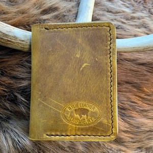 Cartera de cuero HORWEEN, hecha a mano con cuero de vaca suave de primera calidad, 6 bolsillos en total.