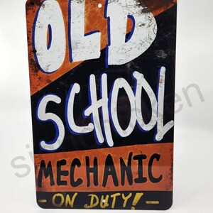 OLD SCHOOL MECHANIC sign, vintage hand painted look, Garage, shop, repair shop sign. Mechanic