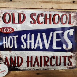 BARBER SHOP SIGN, Hot Shaves and Haircuts / Barber sign, barber shop, salon sign