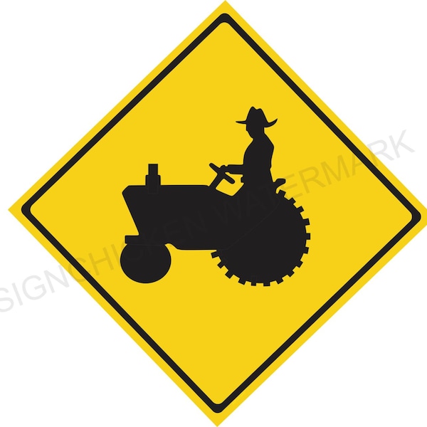 Tractor  crossing sign, farm, farmer, machinery, room decor