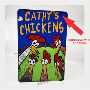 CUSTOM CHICKEN SIGN, Any Name, funny chicken sign, chicken lady, farm sign, Barn Art, chicken coop sign