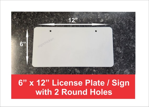 Sublimation, License Plate Blanks, 6 x 12 with 2 ROUND HOLES, auto size,  white, .025 thick aluminum / 30 pieces / dye sub