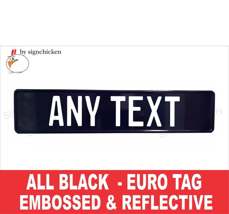 Embossed ALL BLACK Euro License Plate Custom Text Euro tag Etsy