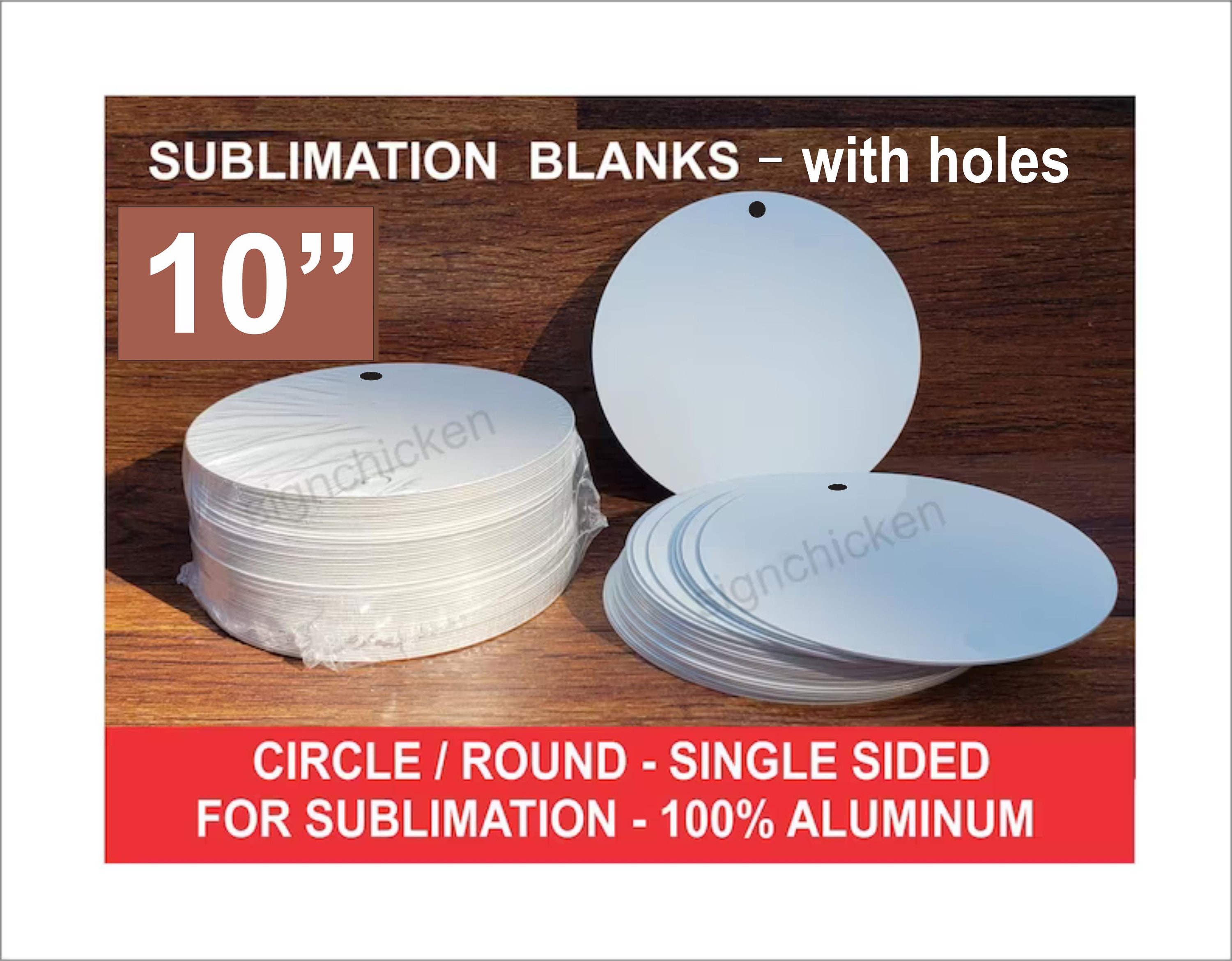Sublimation, CIRCLE BLANKS, 8 Diameter, White Front .025 Thick Aluminum /  Set of 30 / NO Holes / Dye Sub Blanks 